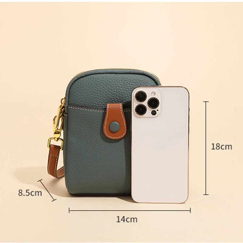 2024 Trend Women\'s Bag Lady Genuine Leather Mobile Phone Messenger Pack Female Fashion Mini Cross-body Shoulder Bag for Girls