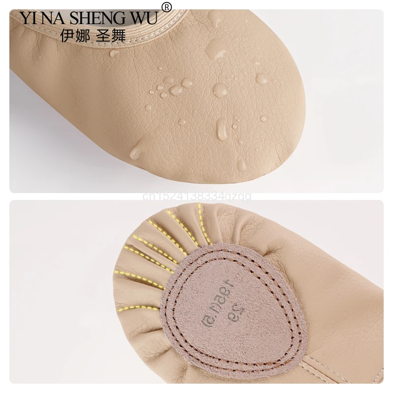 Scarpe da ballo per balletto in PU per bambina Scarpe da ballo per bambini Ballerine in pelle per bambini Scarpe da ginnastica con suola morbida Pantofole da ballo