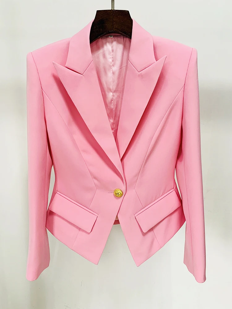 HIGH QUALITY Newest 2024 Designer Jacket Women\'s Slim Fitting Single Button Lapel Blazer