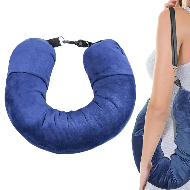 Stuffable Travel Pillow Stuffable Soft Velvet Neck Pillow For Travel Comfortable No Filler Portable Luggage Pillowcase Storage