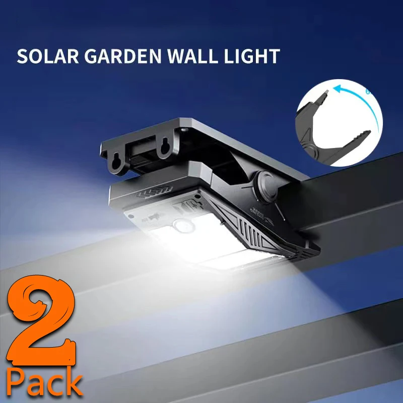 

Solar Lights Outdoor, Clip On Garden with Motion Sensor, IP65 Waterproof Rechargeable 3 Modes Security Light Fence Pathways