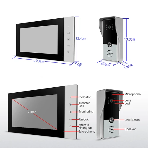 Imagen 2 del producto Videoportero 1200TVL Sistema de intercomunicación visual para villa de 4 cables, desbloqueo de llamadas y otras funciones