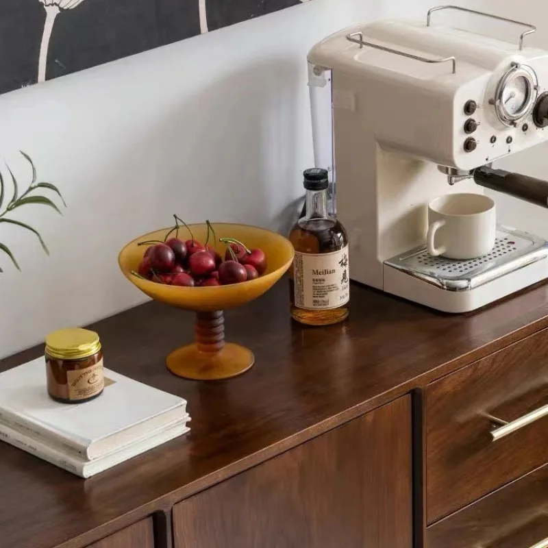 لون الجوز مقابل الحائط خزانة غرفة الطعام الخفيفة خزانة مشروبات فاخرة غرفة المعيشة خزانة الشاي النمط الياباني