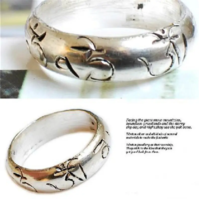 Tibetan Mantras Amulet Rings Copper OM MANI PAD ME HUM R004