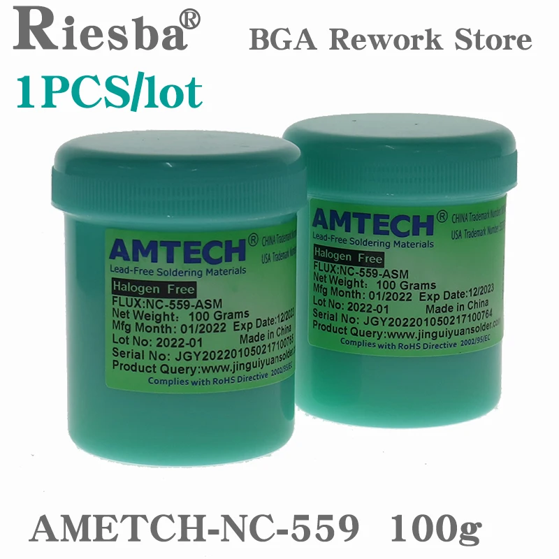 1Pcs AMTECH NC-559-ASM 100g Lead-Free Solder Flux Paste For SMT BGA Reballing Soldering Welding Repair Tools No Clean 1pcs/2