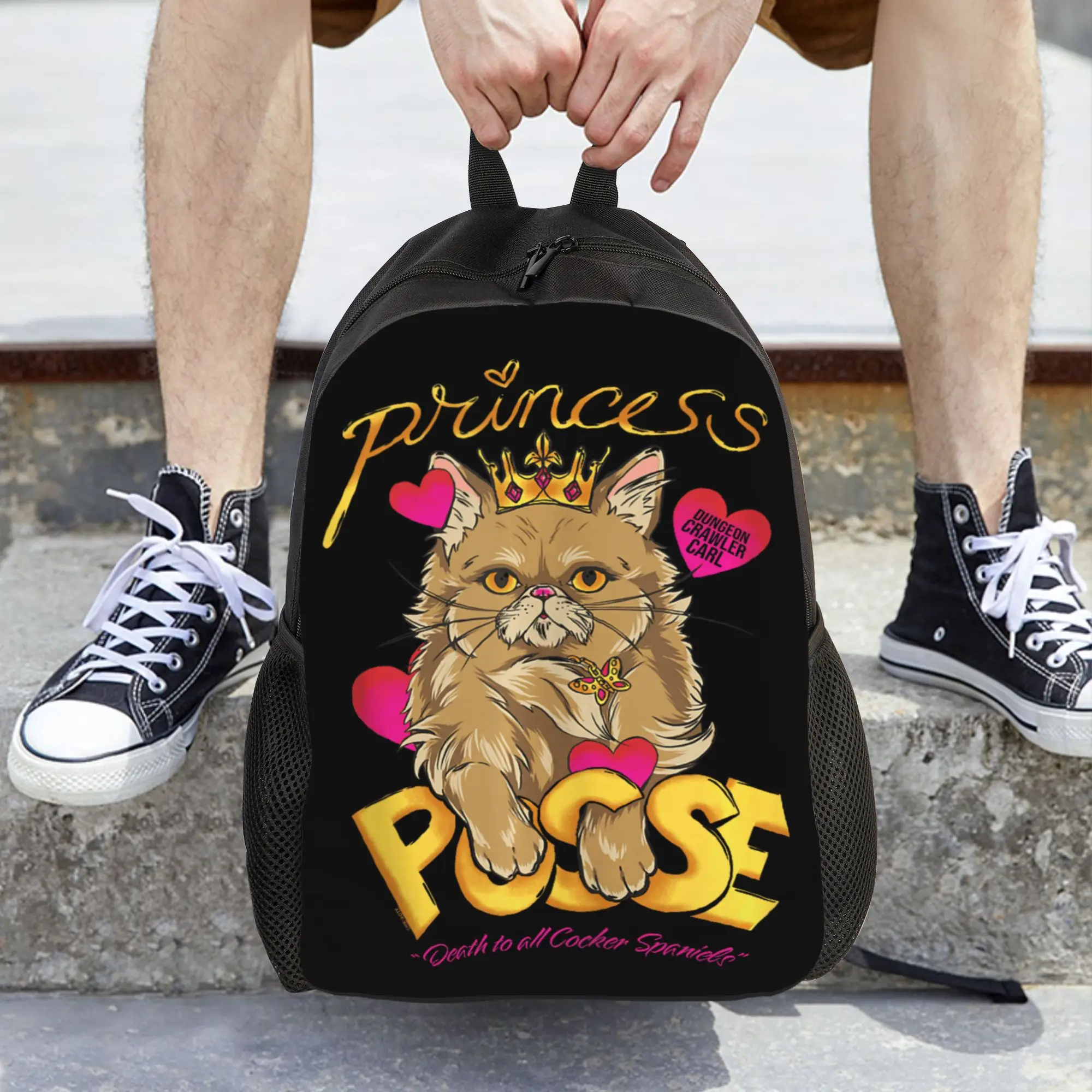 DCC Princess Posse Donut Illustration and Hearts Backpack  Fashion Backpacks Women Men Hiking Big High School Bags Rucksack