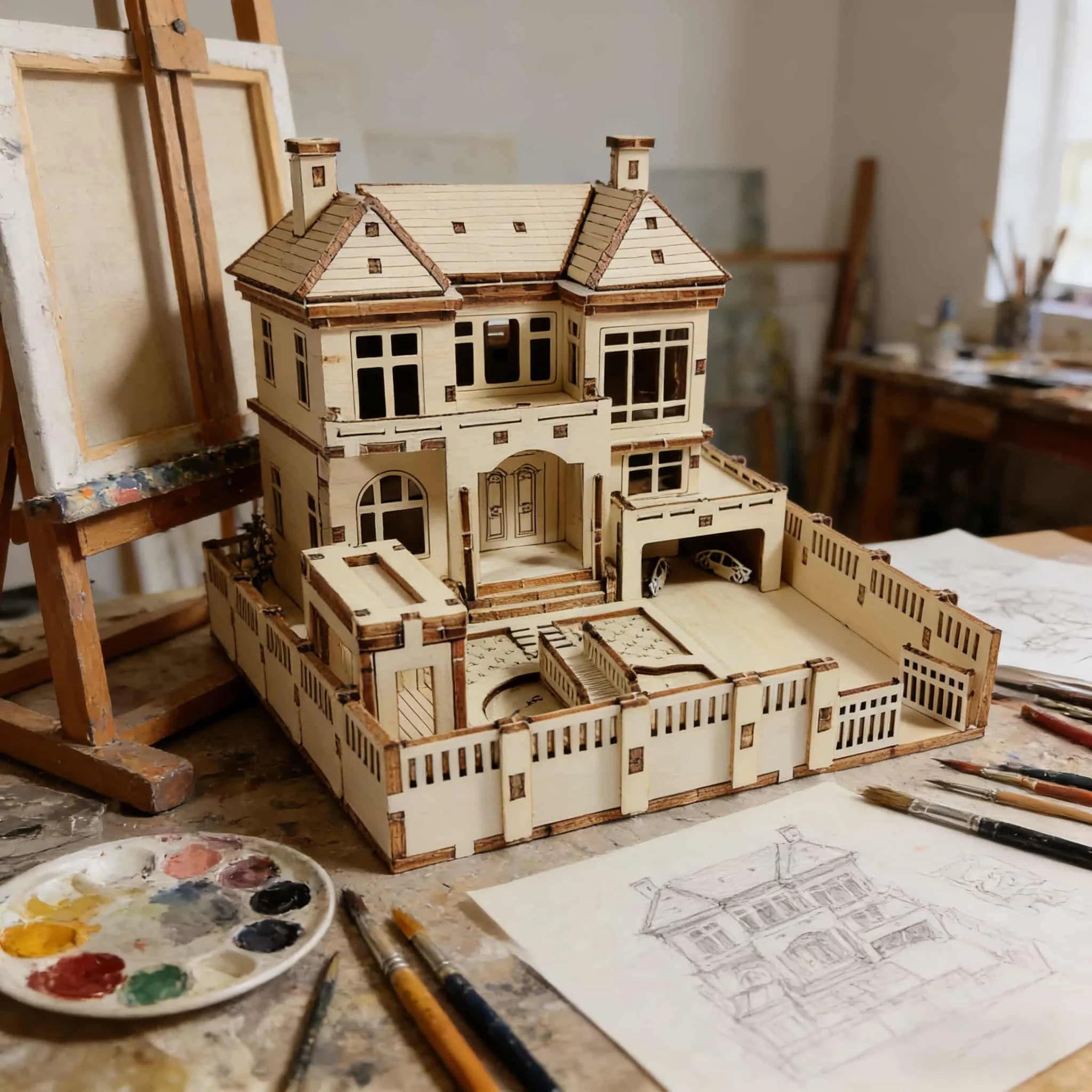 

3D Wooden Puzzle Model of a Country Villa – Wooden Educational DIY Assembly Toy – Educational Toy