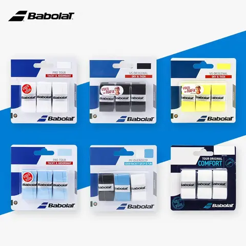 BabolaT 3PC Tennis Racket Overgrip Sweat Band Absorption Grip PU Badminton Racket Handle Grip Tennis Griptape Padel Racket Grip