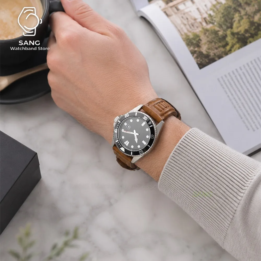 18mm 20mm 22mm 24mm Leder-Uhrenarmband Zubehör Vintage Öl-Wachs-Rindsleder-Armband Universelles Business-Uhrenarmband für Männer und Frauen – Detail 22