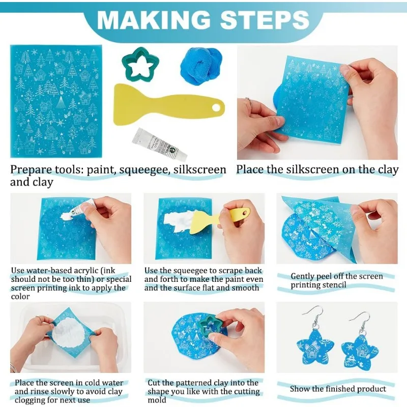 1pcs Clay Stencils Lace Flower Pattern Non-Adhesive Silk Screen Printing Stencil Reusable Flower Mesh Stencils Transfer Washable