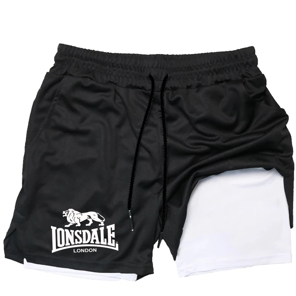 

LONSDALE Men's Running Shorts Fitness Tight Shorts with Mobile Pocket for Summer Sports