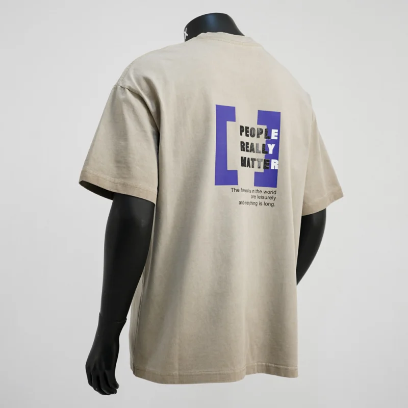 Washed and worn short sleeved T-shirt for men in summer 2025, loose and fashionable street style, retro and casual high-end top