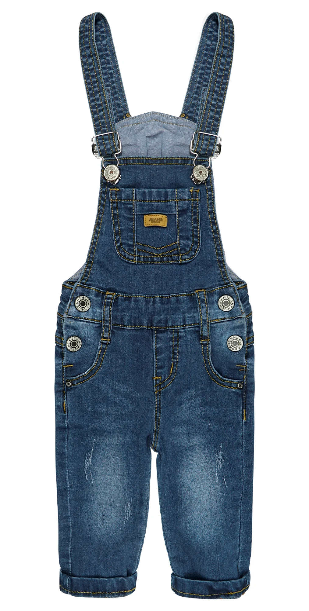 

KIDSCOOL SPACE Baby Girls Denim Overalls,Toddler Boys Adjustable Ripped Fashion Jeans Workwear