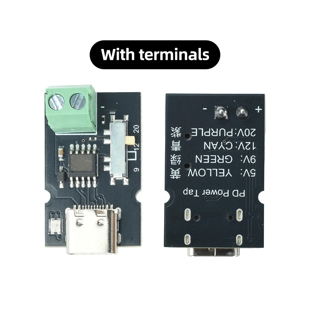 Type-C PD QC Deception Board Trigger Fast Charge Module DC 5-20V Adjustable Voltage Boost Charging Module 4 Color Indicator