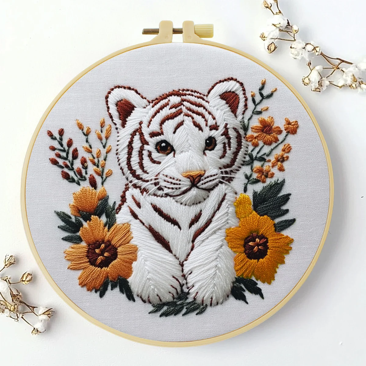 1 Stück 20X20CM/15X15CM 7,87/6,3 Zoll Tiger-Taschen-Stickerei-Starter-Kit DIY-Kit DIY-Stickerei-Set Handarbeiten Nähkunst Nadelkunst – Detail 3
