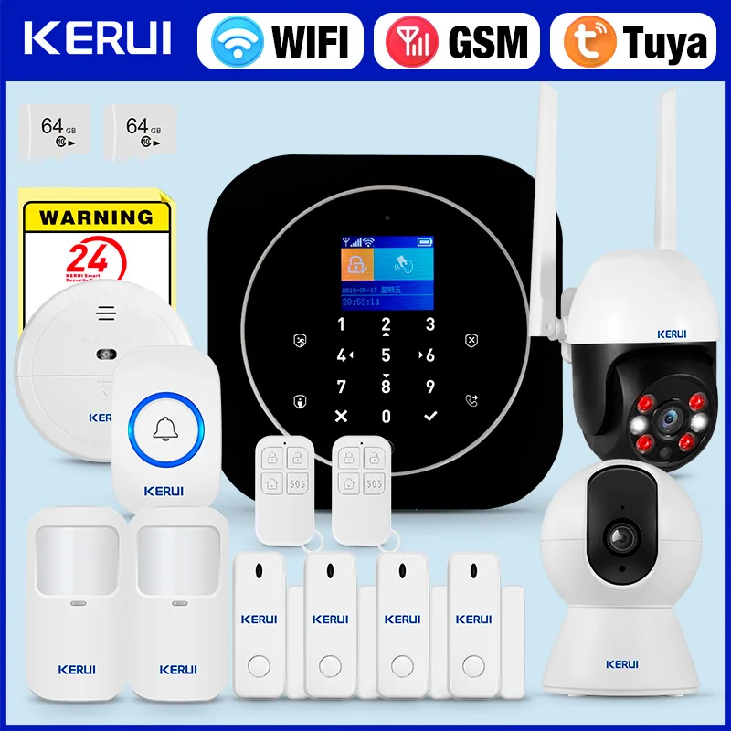 

Домашняя сигнализация KERUI Smart Life 2G + Wi-Fi, комплект противоугонной сигнализации для домашней охранной сигнализации с 11 языками G12
