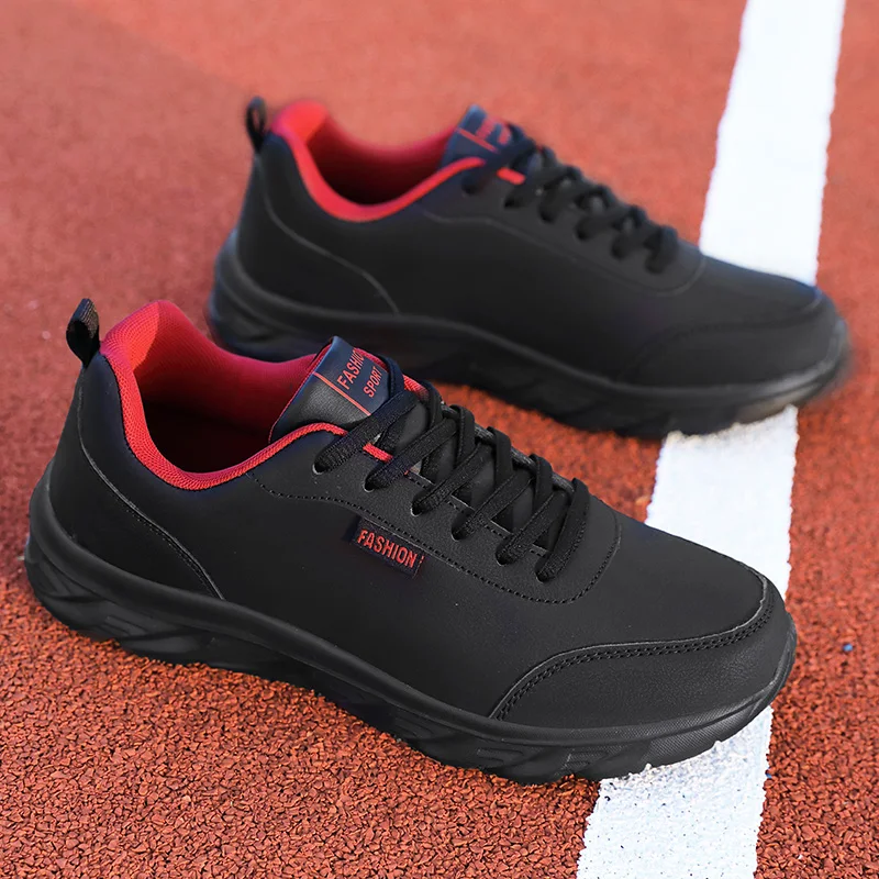 Men Running Shoes Leather Waterproof Athletic Sneakers Men Wear-resistant Men Walking Sport Shoes Zapatillas Deportivos Hombre