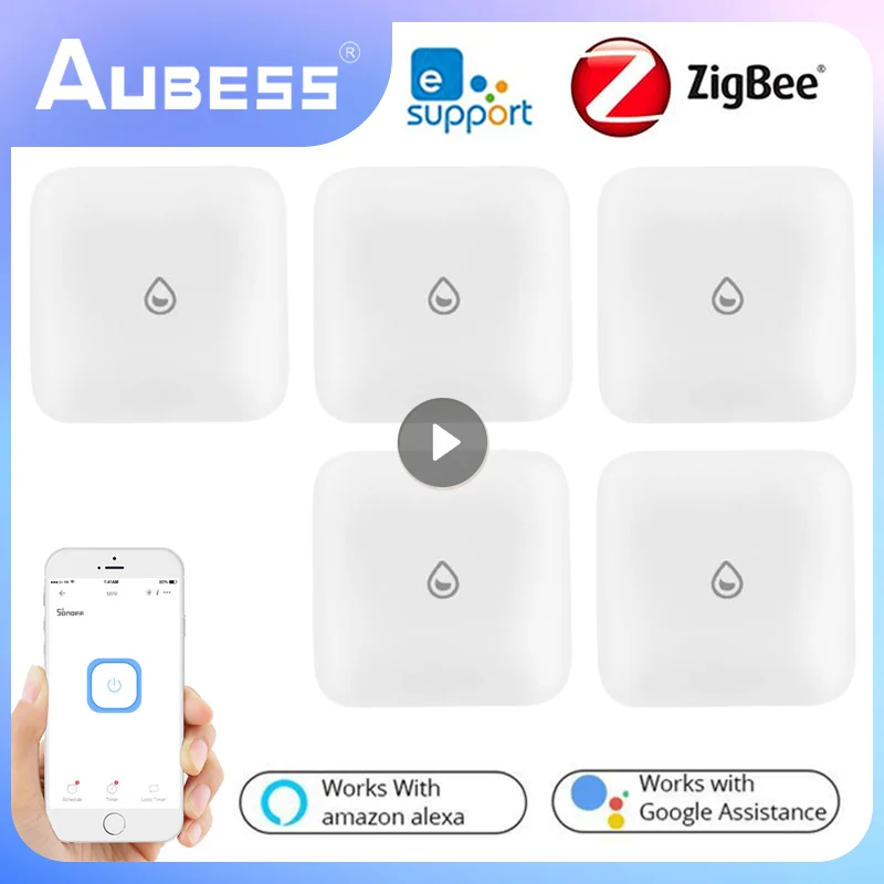 

Ewelink Zigbee Smart Home Water Leak Sensor Wireless Flooding Detector Water Leakage Detection Alert Water Level Overflow Alarm