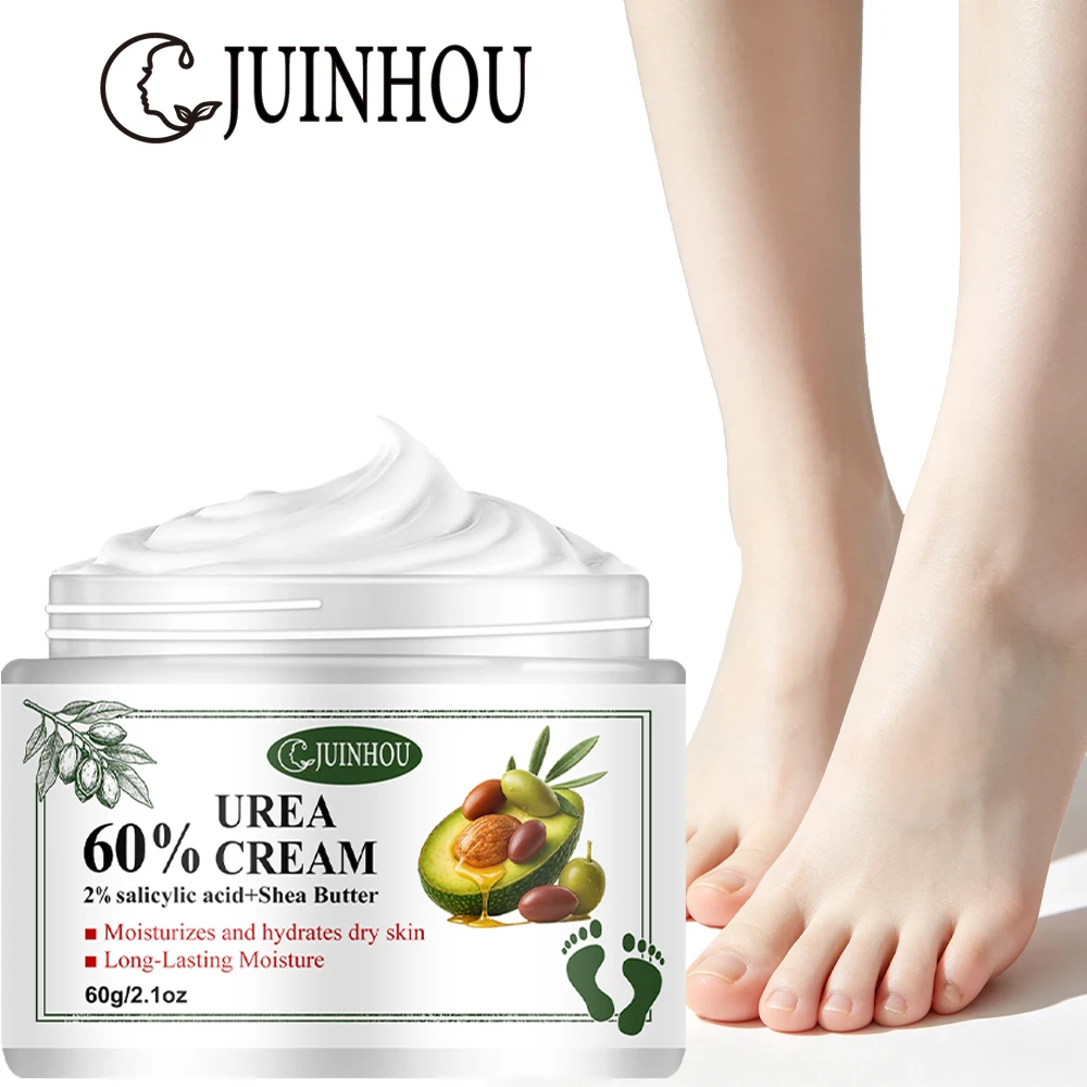 JUINHOU 60%Urea Avocado Foot Cream Moisturizes Dry Cracked Heels Removes Calluses Softens Rough Foot Skin for Daily Foot Care