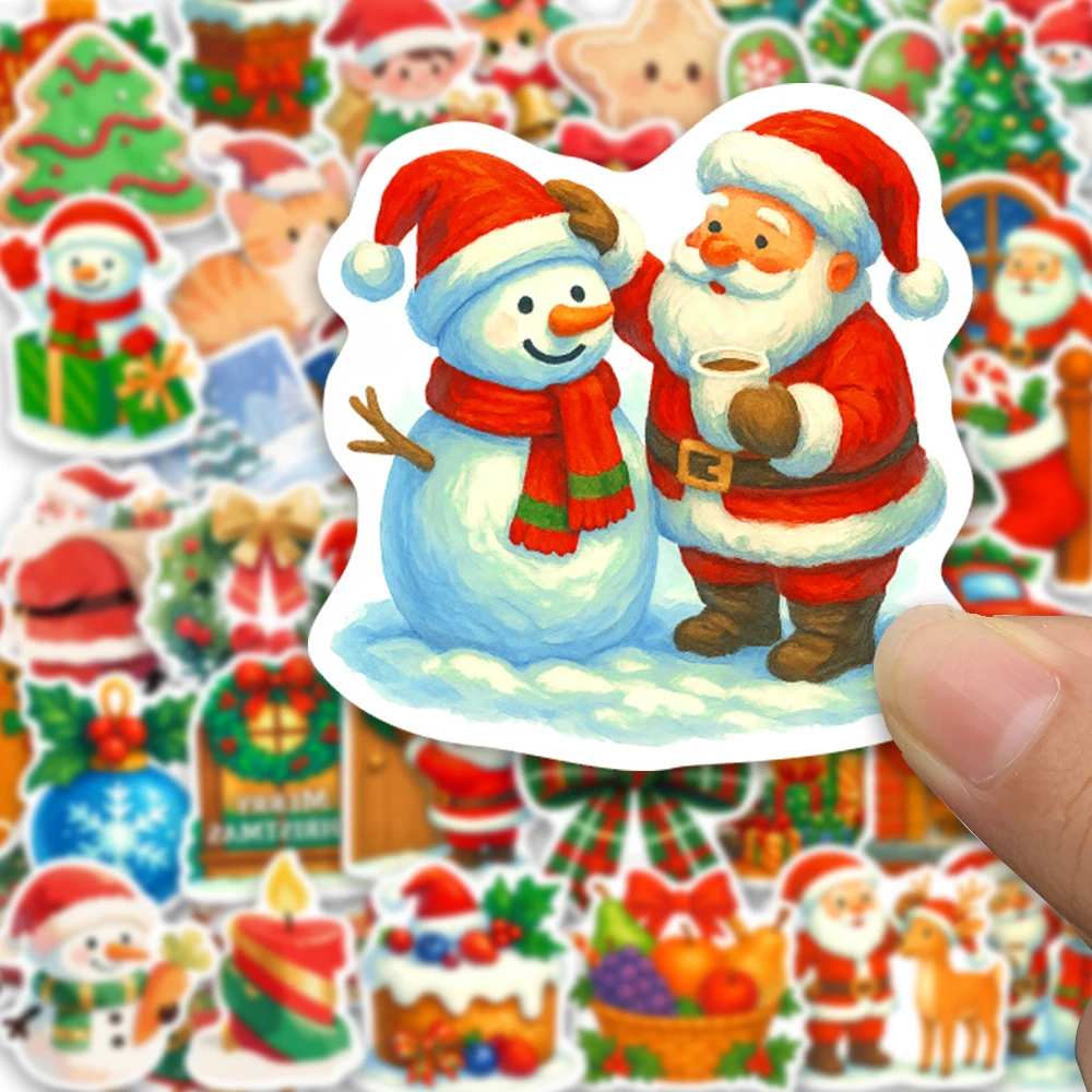 

10/30/50/100pcs Kawaii Christmas Santa Claus Aesthetic Stickers Waterproof Graffiti Suitcase Guitar Laptop Cute Kids Sticker Toy