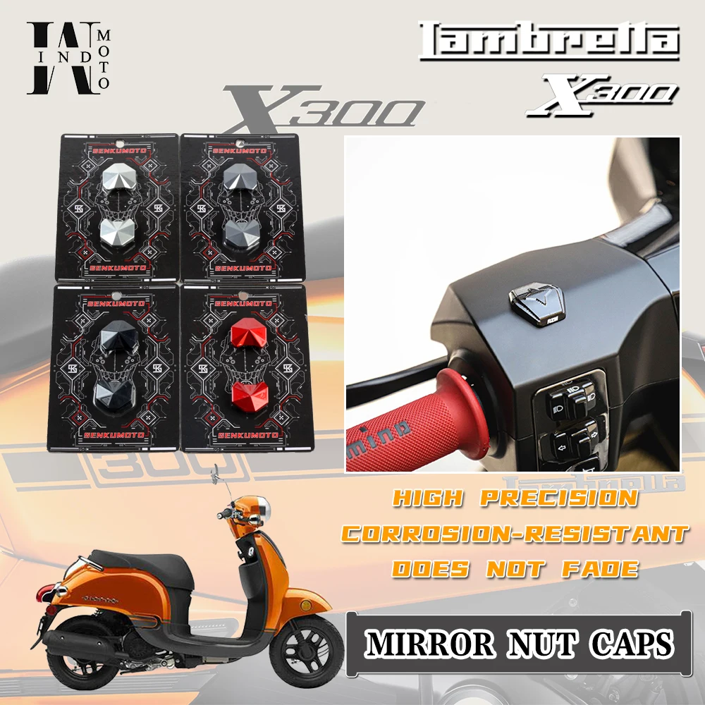 

Mirror nut caps for LAMBRETTA X300 Aluminum alloy Mirror nut caps nut ornament plugs Rust and dust proof nut caps