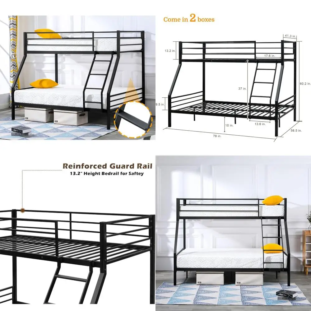 Litera doble sobre doble con escaleras para niños, adultos y adolescentes: soporte de listones de metal resistente, no necesita somier