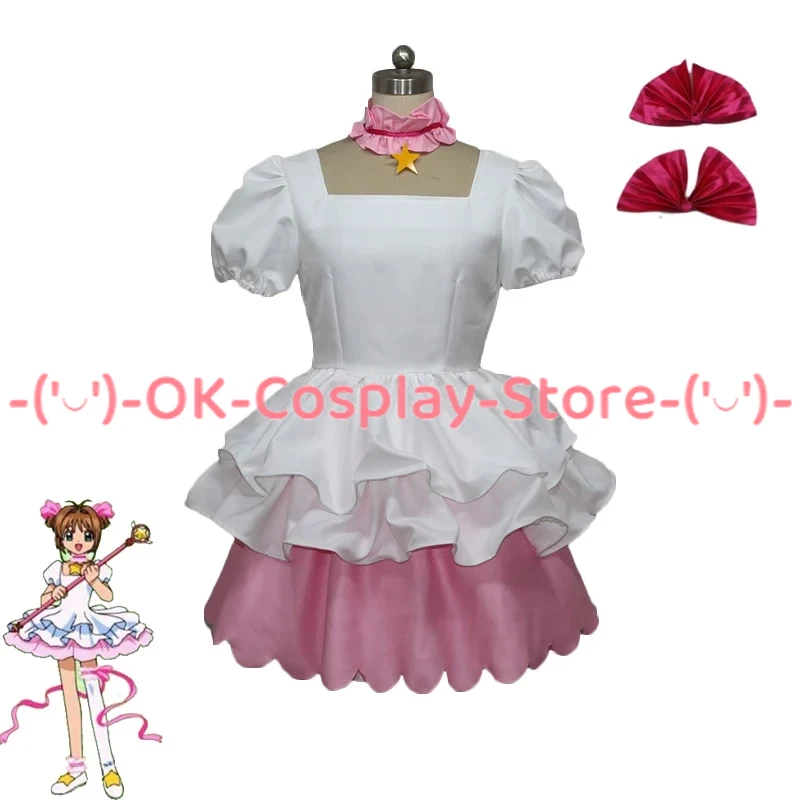 Anime Card Captor Sakura Cosplay Costume Women Cute White Dress Halloween Carnival Uniforms Custom Made