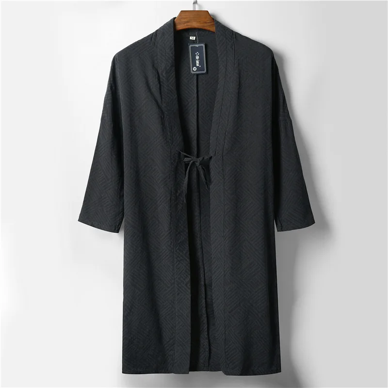 Men Kimono Japanese Male Shirt Cardigan Traditional Japanese Samurai Clothing Plus Size 4XL Cotton Linen Haori Yukata Streetwear