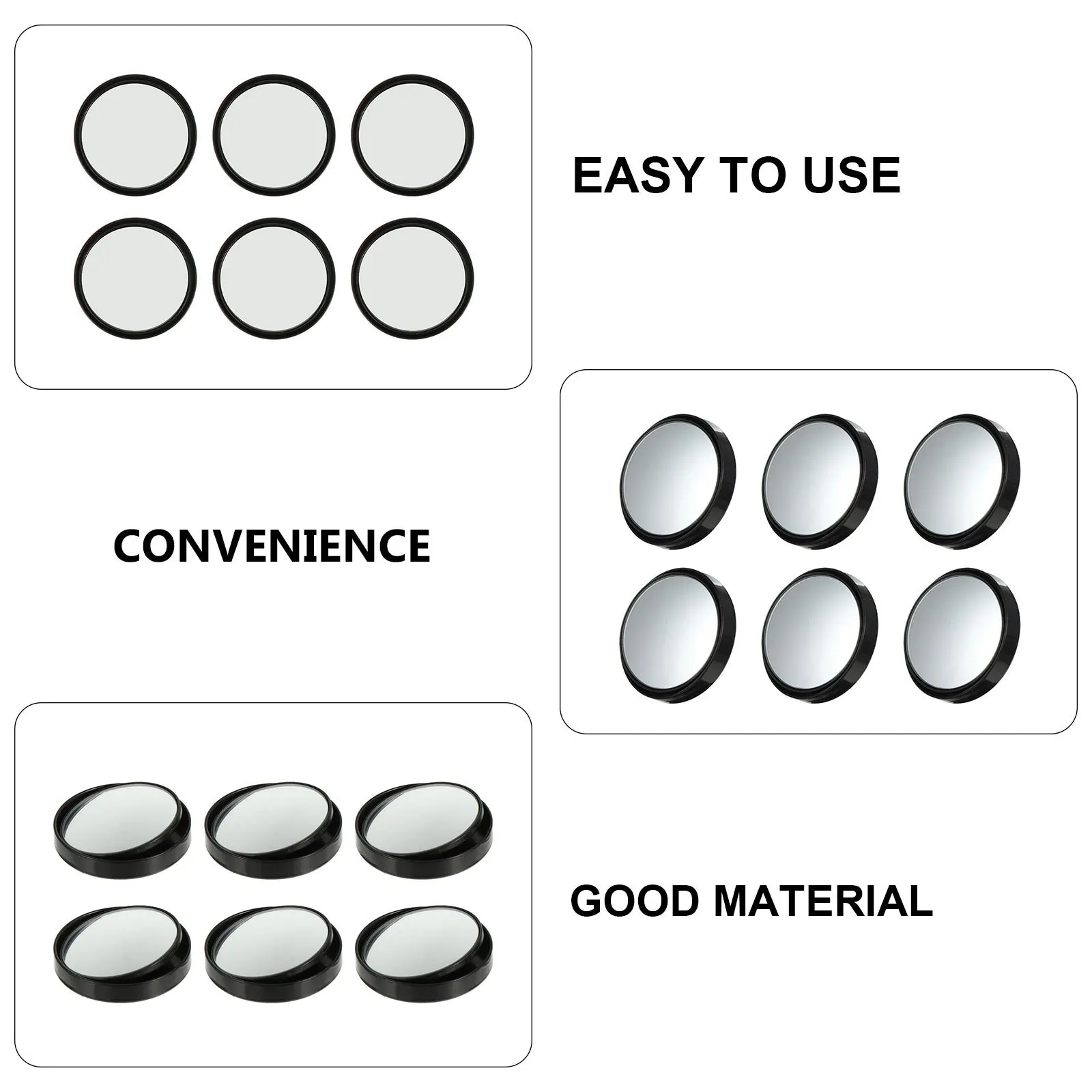 

3Pairs Car Rear View Mirror Auxiliary Blind Spot Mirror Plastic and Glass Materials Clear Vision Long Service Life