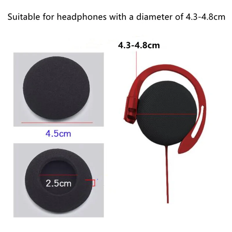 50Pcs Headphone Earbud Earpads, 45mm Foam Ear Pads Replacement Cushions Sponge Covers for Headset Diameter of 4.3-4.8cm Earmuffs