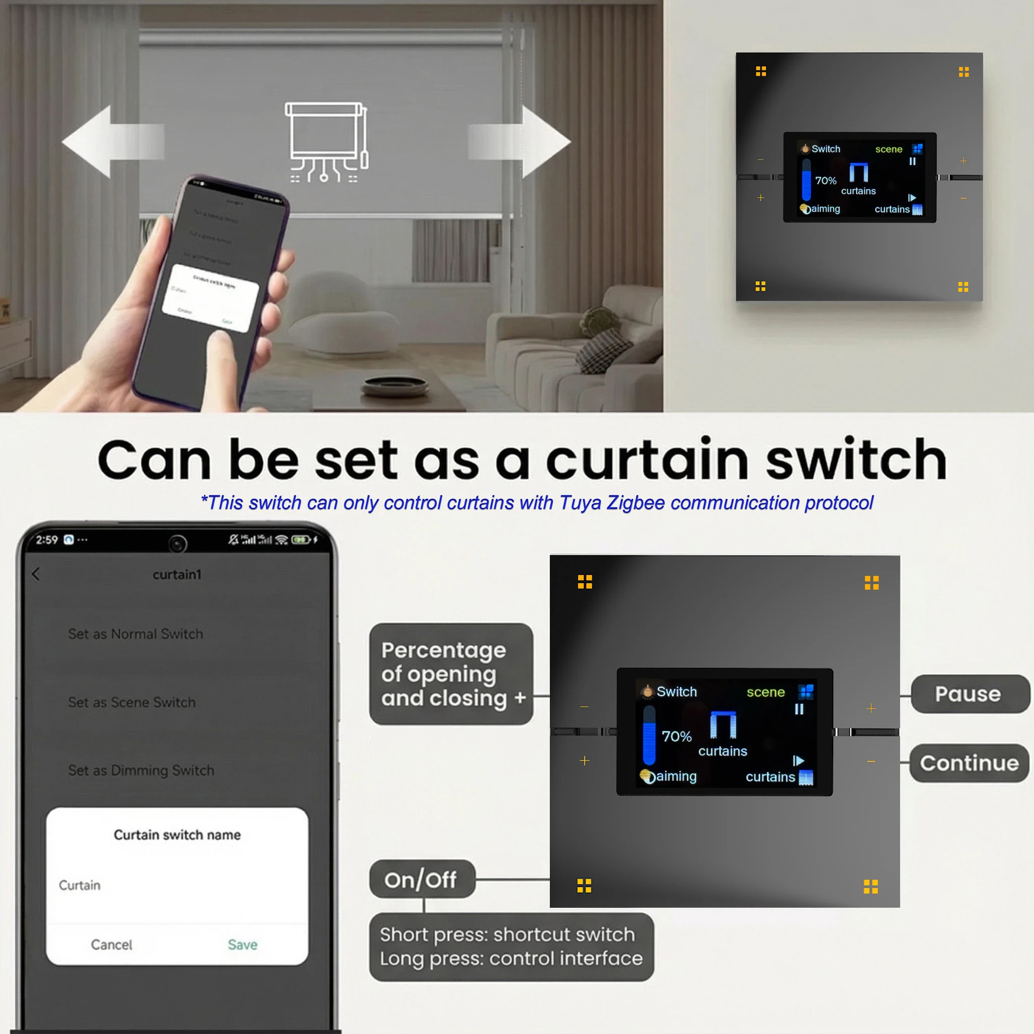 M9 Pro 8-Button UK Tuya Smart Wall Light Switch Aluminum Touch Display IPS Dimmer Scenes Zigbee for Hotel Home Voice App Control - view 4