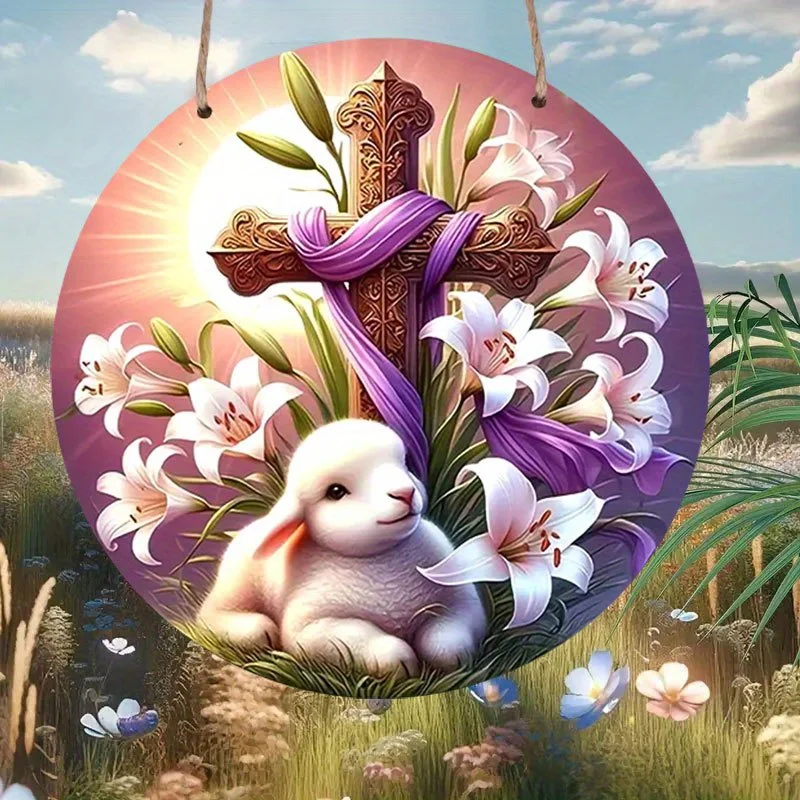 CIFbuy Vintage-Osterhase-Wandkunst aus Aluminium, wasserdicht, langlebig, rostfrei, Metallschild für die Türdekoration zu Hause