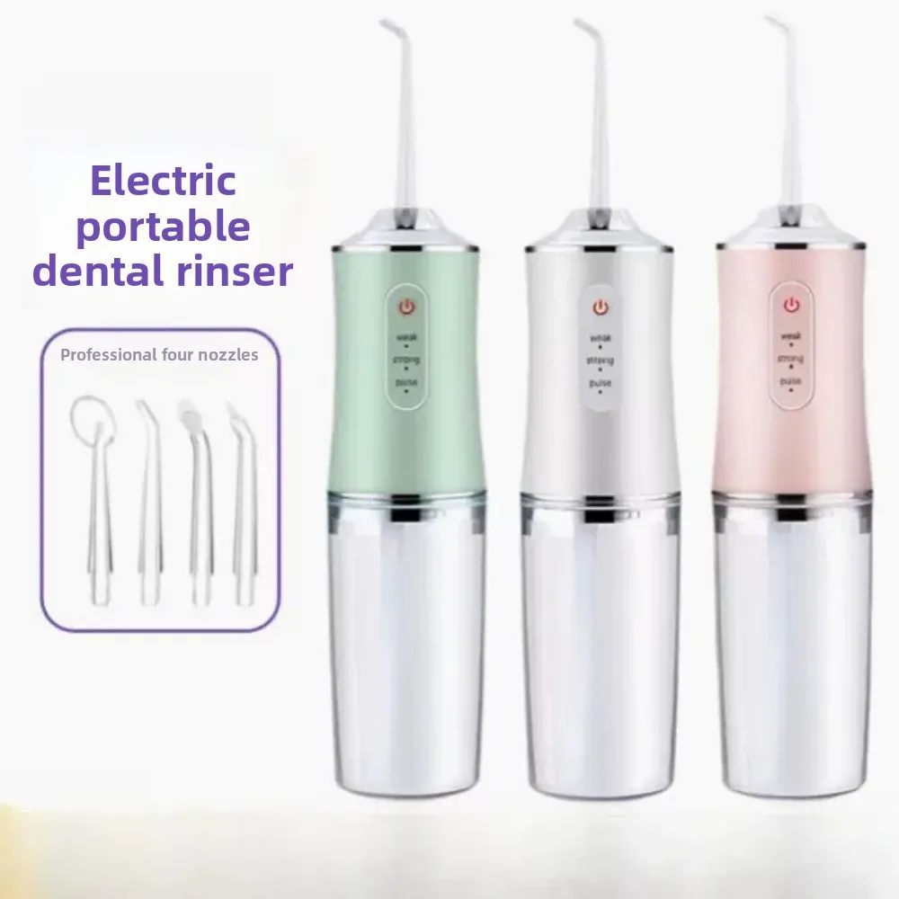 

Convenient 4 Jet Tip Electric Oral Irrigator 220ml 3 Modes Dental Bed Sprinkler Oral Care Waterproof Dental Water Flosser Travel