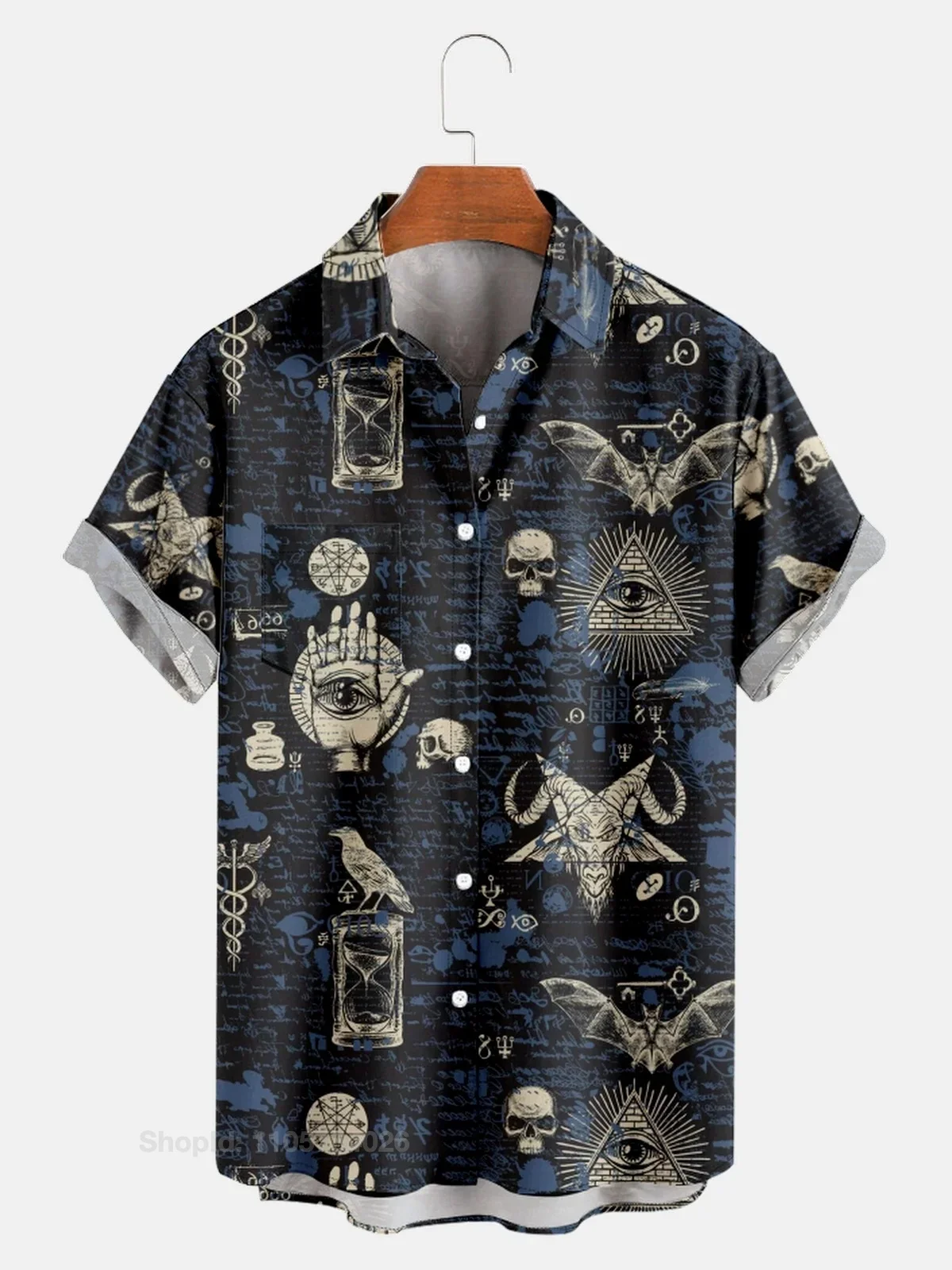 

Stylish Modern Men Hawaiian Shirt Short Sleeve Skull Vintage Y2k Oversized Casual Streetwear Summer Beach Top