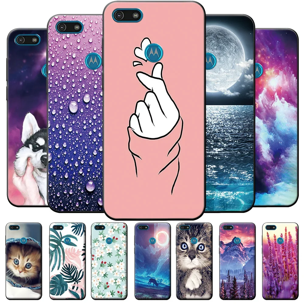 For Moto E6 Play Case Cute Fashion Lovely Back Cover For MotoE6 Play Black Silicone Phone Case For Moto E6 Play Cool Bumper