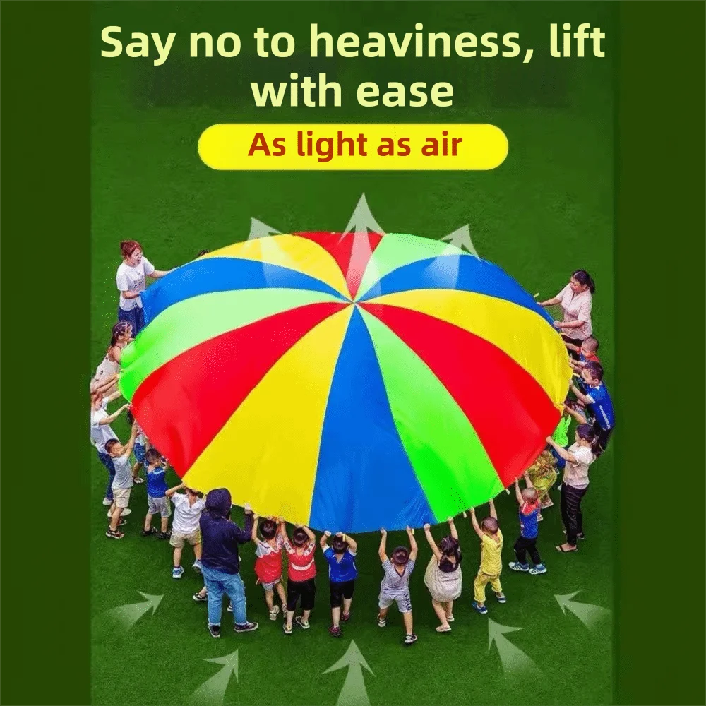 2-10 Meter Rainbow Umbrella Bouncing Mat Rainbow Color Parachute Activity Toys Jumping Bag Children's Game Multiplayer Games