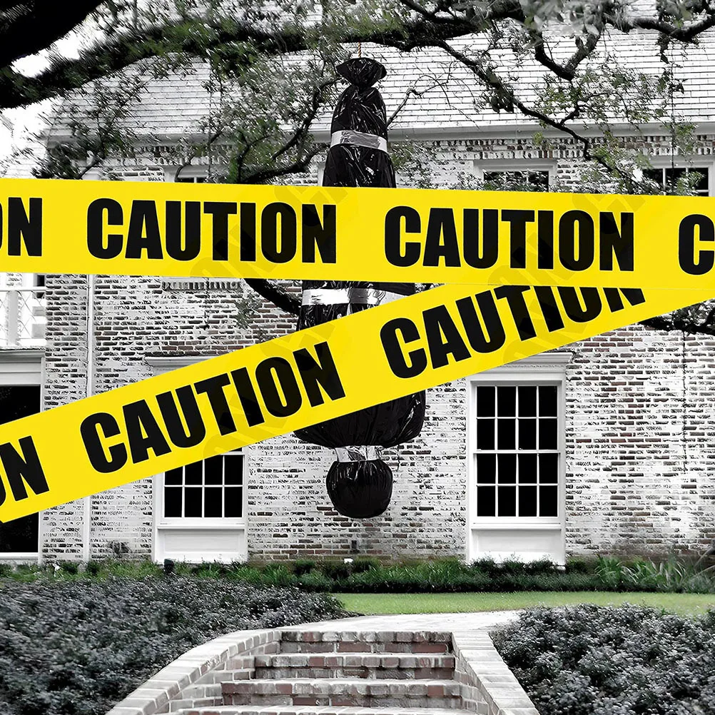 1 Roll Yellow Caution Halloween Warning Line For Party Bar Event Safety Decoration Isolation Tape Halloween Fright Tape