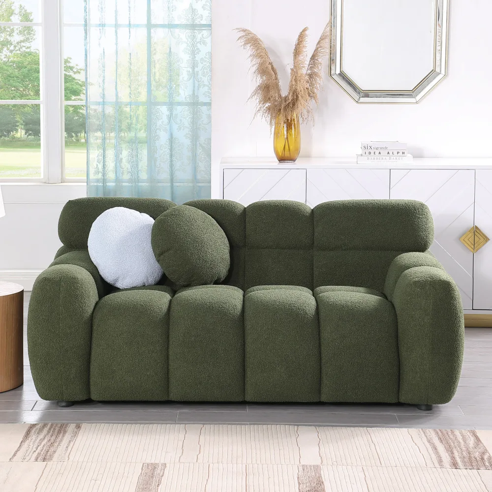 Marshmallow Sofa Human Body Structure for USA People, 2 Seater Medium-Soft Boucle Sofa for Living Room Bedroom, Apartment