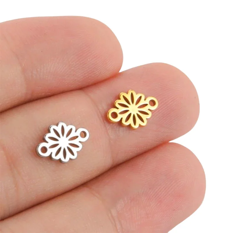 WZNB 5Pcs Flowers Charms Stainless Steel Daisy Pendant Connector for Jewelry Making Handmade Earrings Necklace Diy Accessories