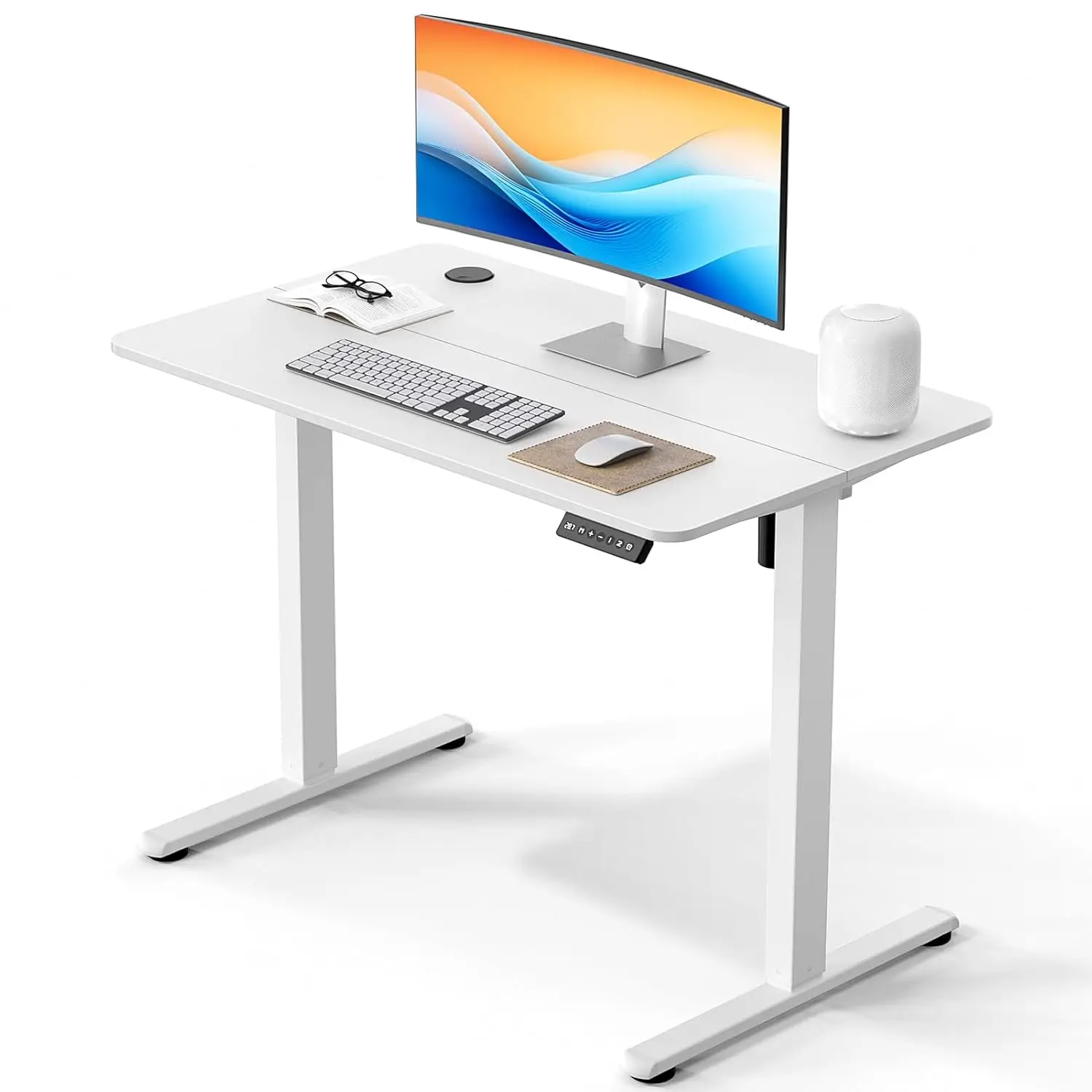 

Electric Standing Desk 40 X 24 Inches, Height Adjustable Sit Stand Home Office Computer Desk With Memory Presets,White