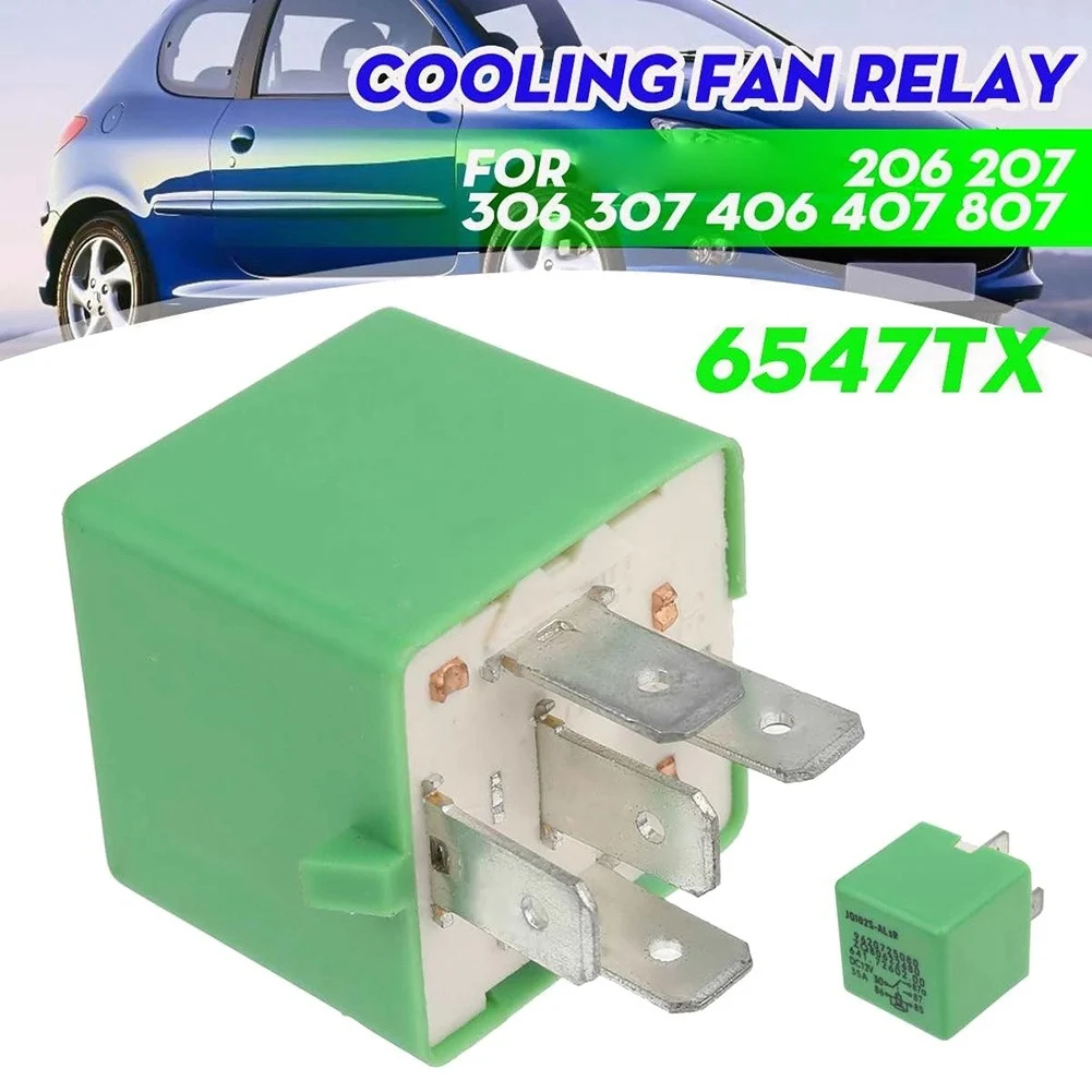 12V 35A 5 Pins Cooling Radiator Fan Relay Green 6547TX for Peugeot 206 207 306 307 406 407 807