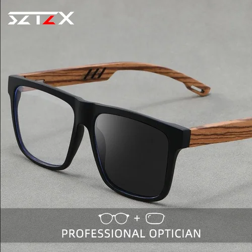 SZTZX Gafas graduadas para viajeros a la moda, gafas de lectura cuadradas Retro para hombres y mujeres, gafas fotocromáticas antiluz azul