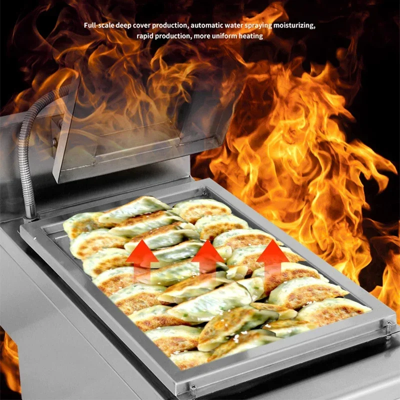Commercial Automatic Dumpling & Bun Frying Equipment, Smart Thermostat Non-Stick Machine Single/Double Head Available