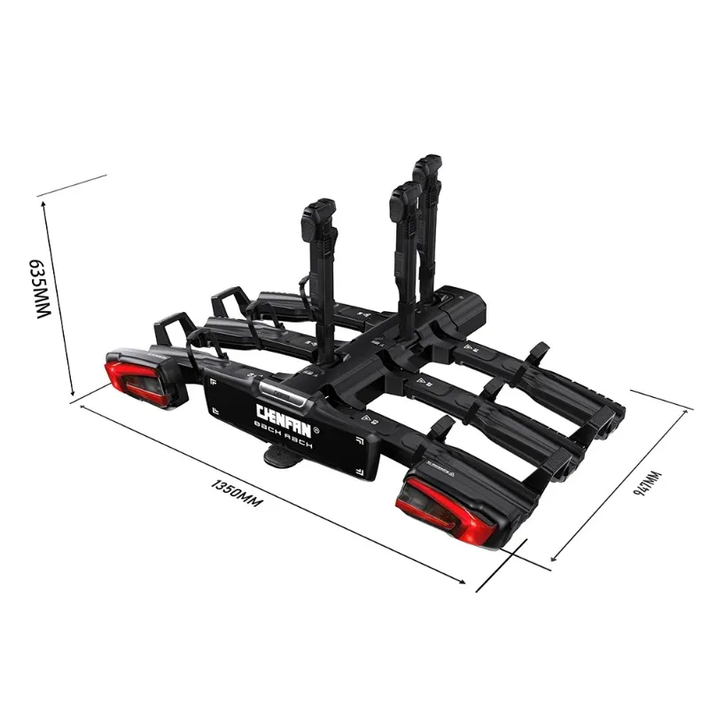 Foldable Tilting Hitch Mount E-Bike Rack Carrier For 3 Bikes Up To 60kg Each Standard Electric Bicycle Tire Carrier
