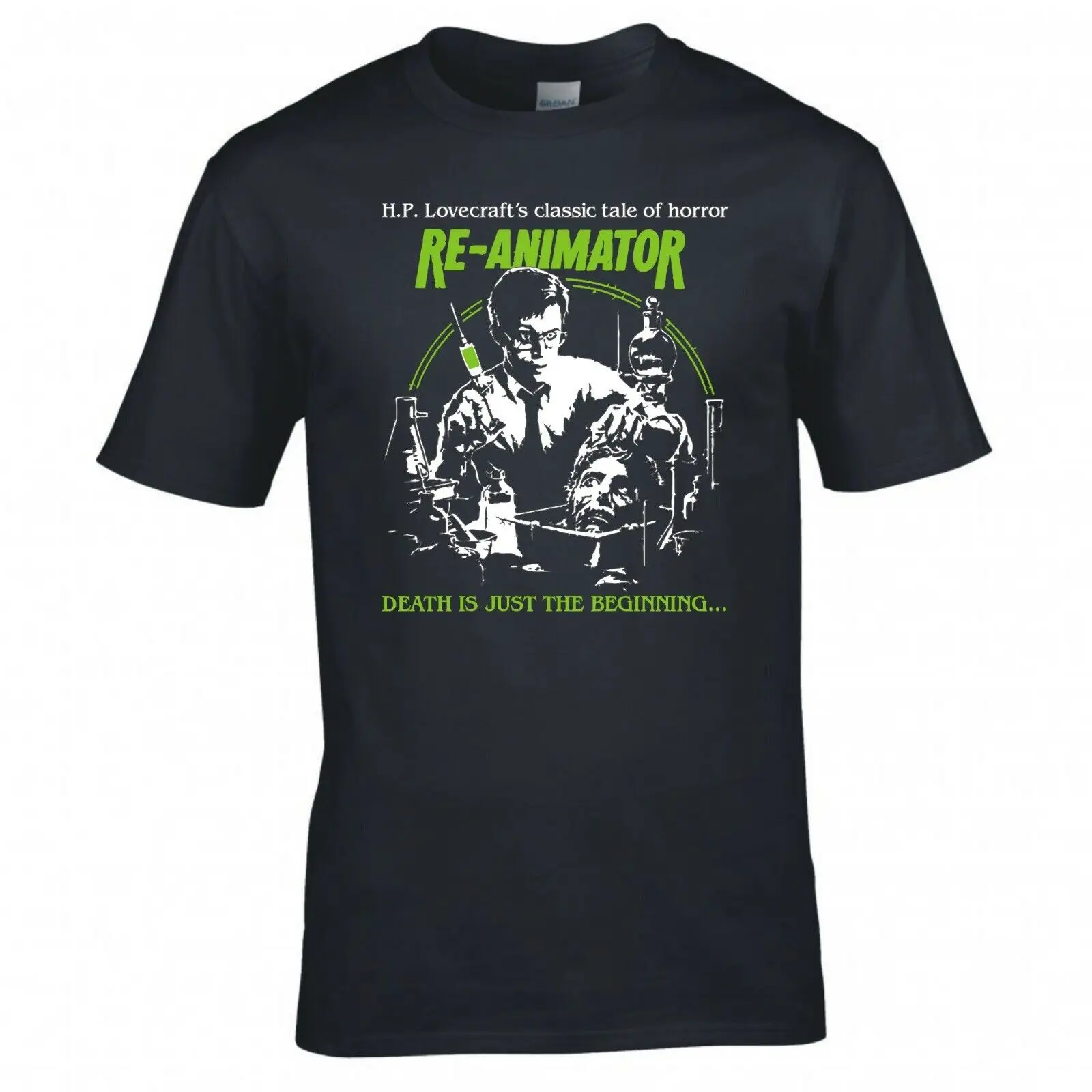 INSPIRED BY HP LOVECRAFT REANIMATOR LOGO CULT MOVIE T SHIRT long or short sleeves