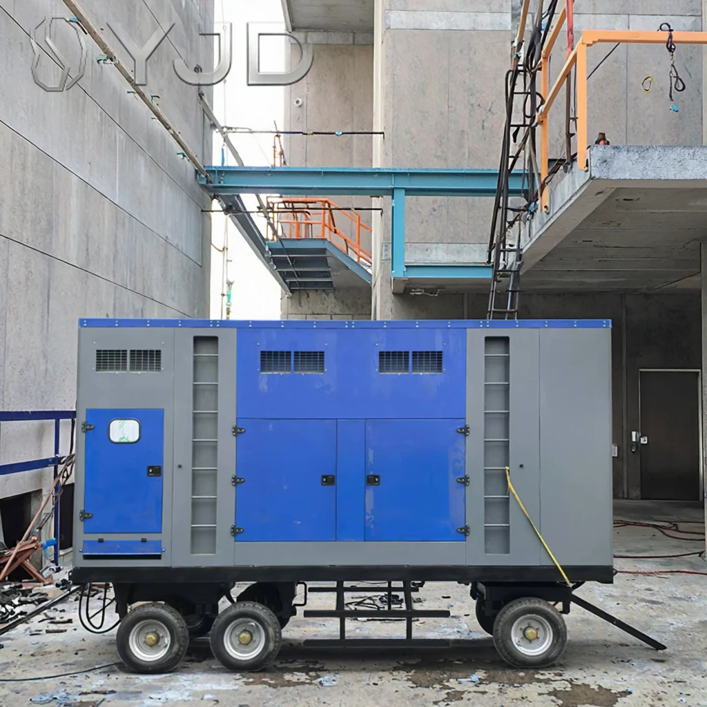 Portable Mobile Power Station Diesel Generator Four-wheel Trailer Silent Type 1000kW Power AC Single Phase 50/60Hz 220V ATS