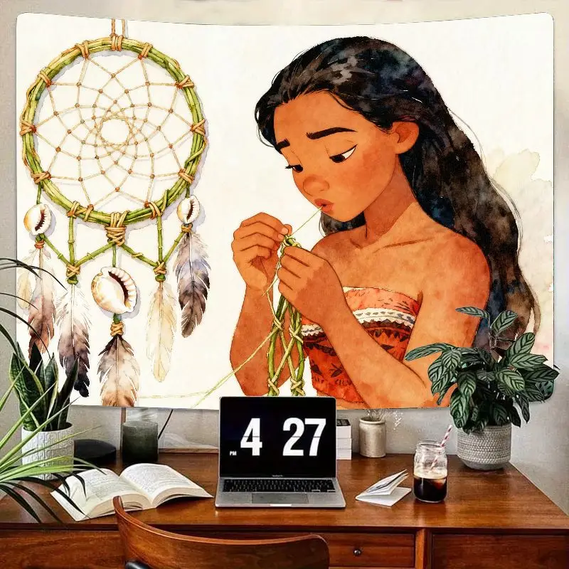 

1 шт., гобелен принцессы Моаны в стиле бохо, Ловец снов, настенный эстетический акварельный художественный декор для гостиной, спальни, общежития, подарок для