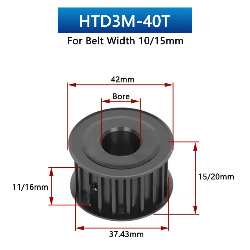 1pcs 40 44 Teeth HTD3M Steel Timing Pulley 40T 44T Synchronous Wheel Teeth Width 11/16mm Bore 5 6 6.35 8 10-28mm Drive Belt