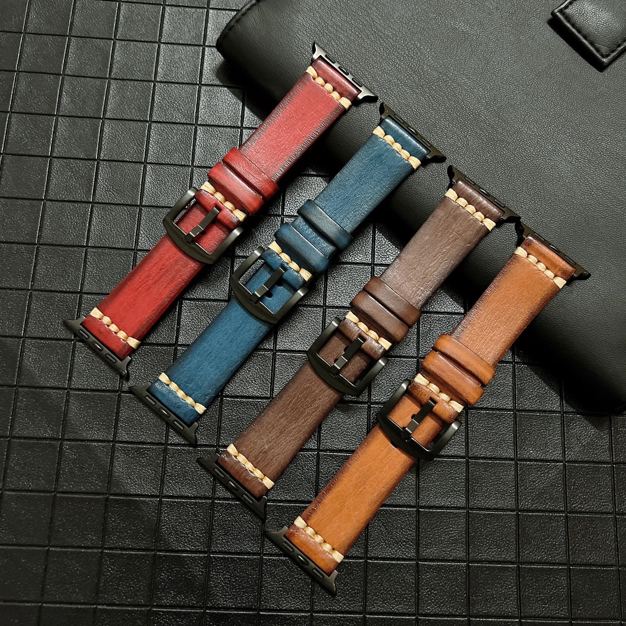 Premium Leather Strap For Apple watch band 45mm 41mm 44mm 42mm 40mm 46mm Bracelet Wristband iWatch series 10 9 8 7 6 5 4 SE Belt