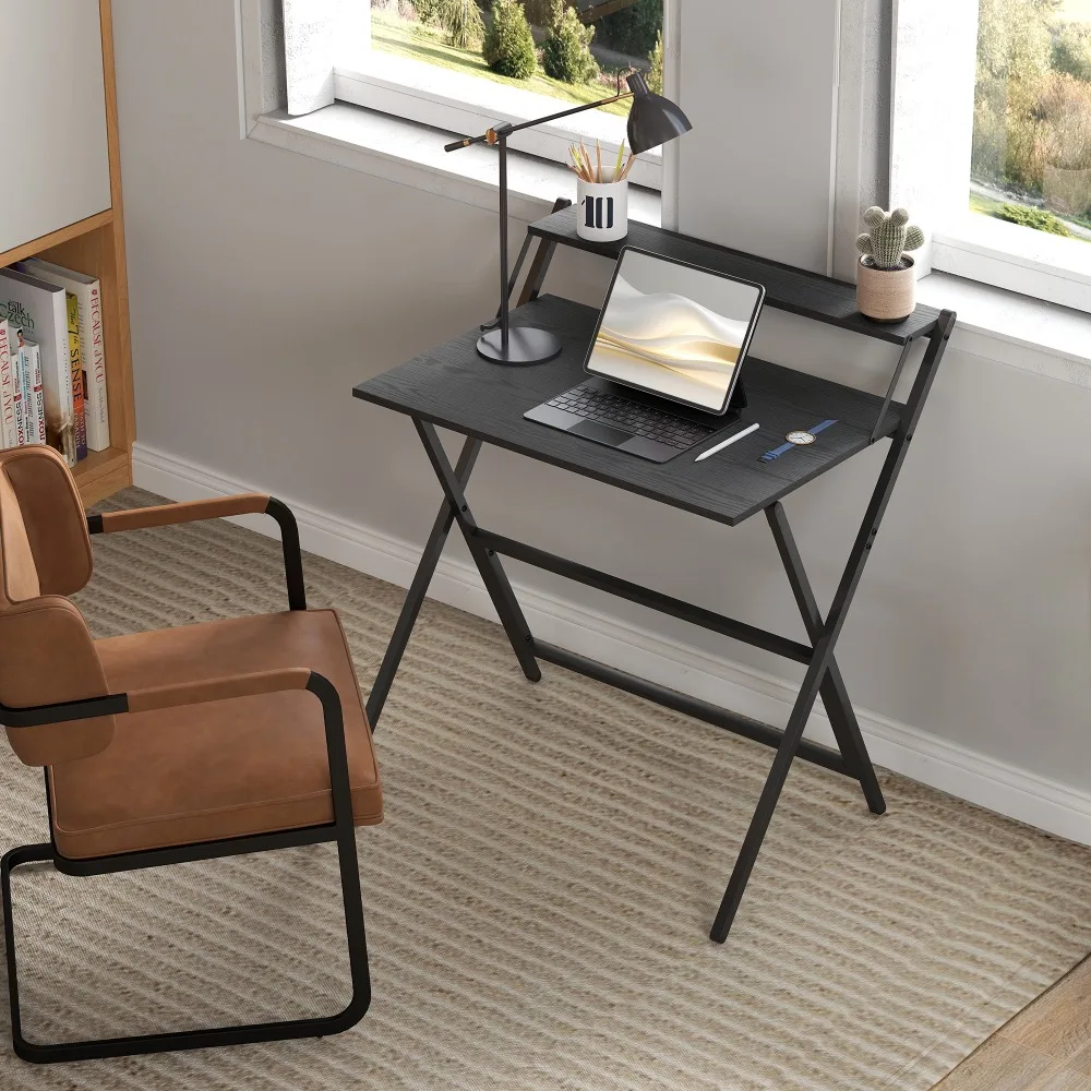 

work desk fits in small rooms, X-shaped, Black, Office Desk